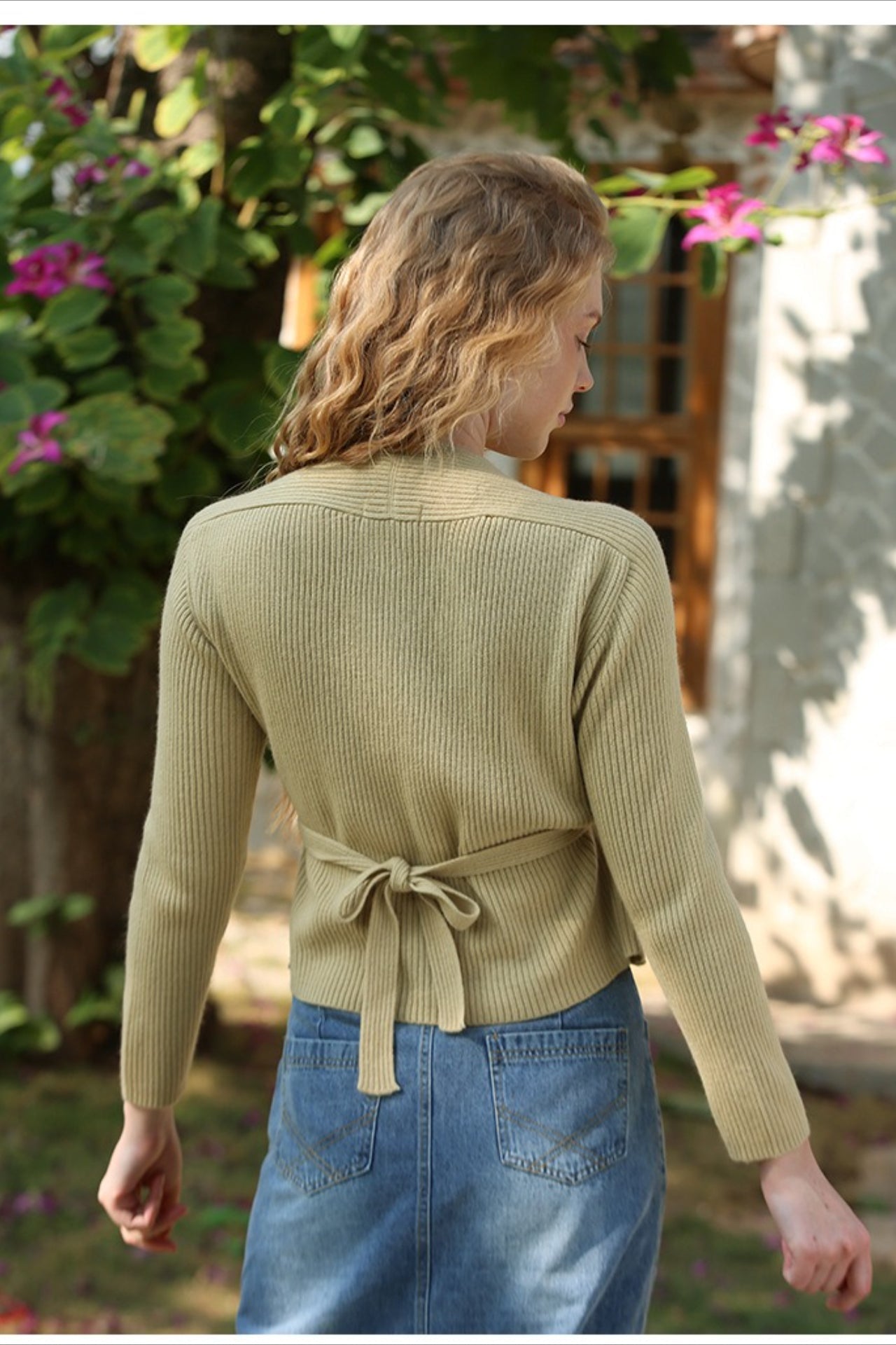 Wrap Tie Front VNeck Knit Top