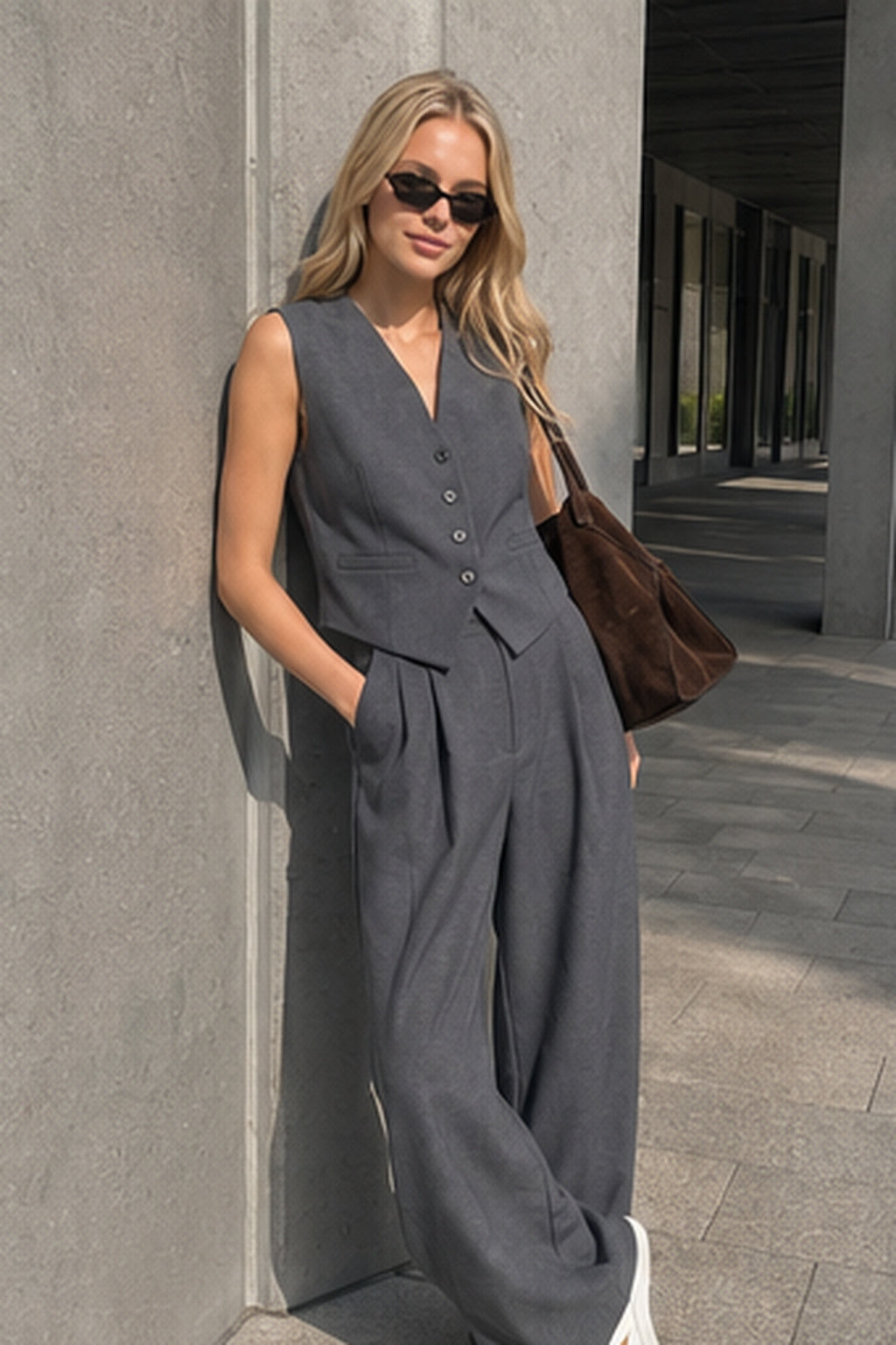Solid Structured Suit Pants