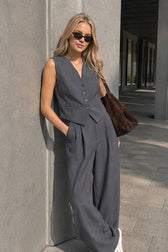 Solid Structured Suit Pants