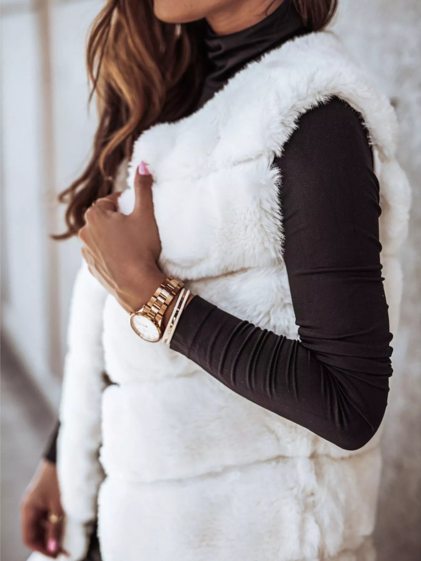 Faux Fur Longline Vest Coat