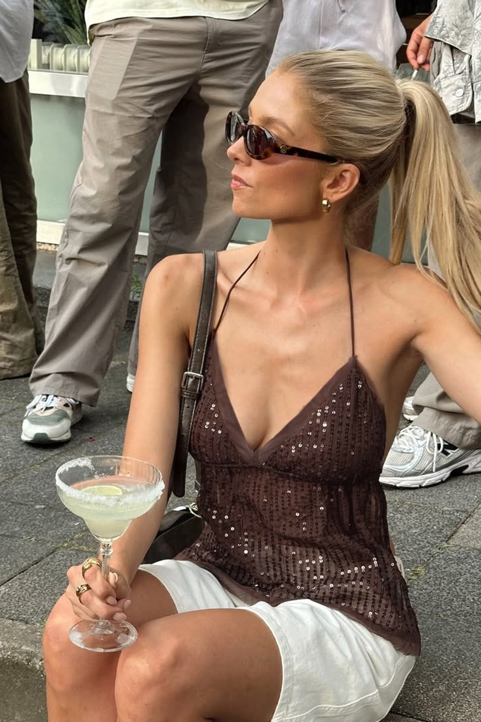 Elegant Sequin V Neck Bodycon Cami Top