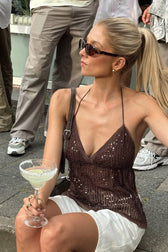 Elegant Sequin V Neck Bodycon Cami Top