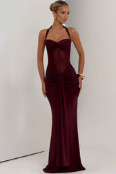 Mesh Panel Sash Maxi Dress 9