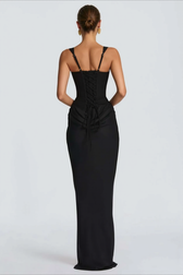 Solid Square Neck Ruched Panel Bodycon Party Dress