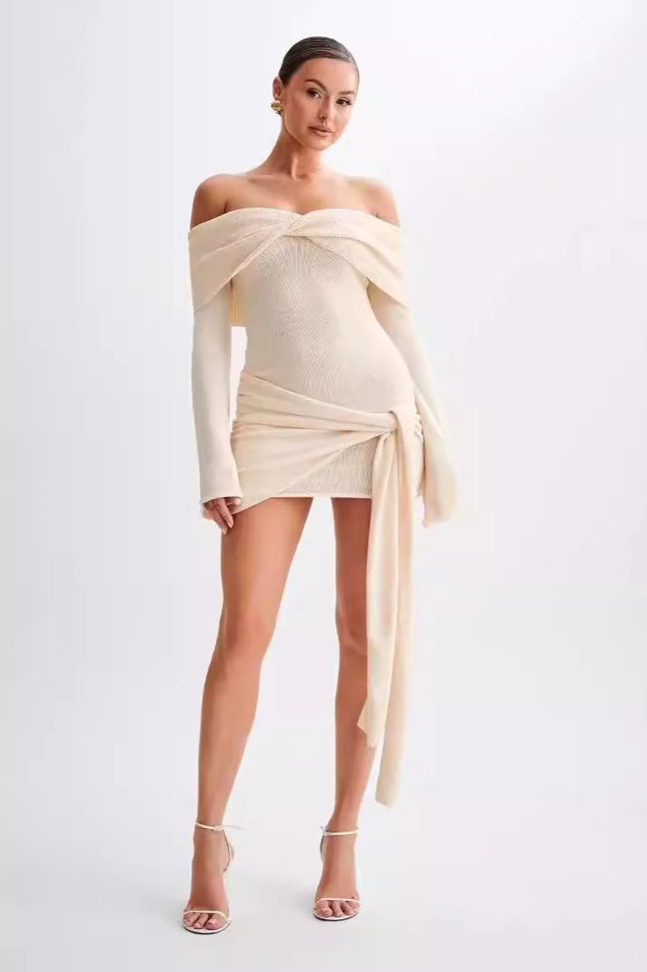 Sheer Spaghetti Strap Off-Shoulder Fitted Knit Maxi Sweater Dress 4