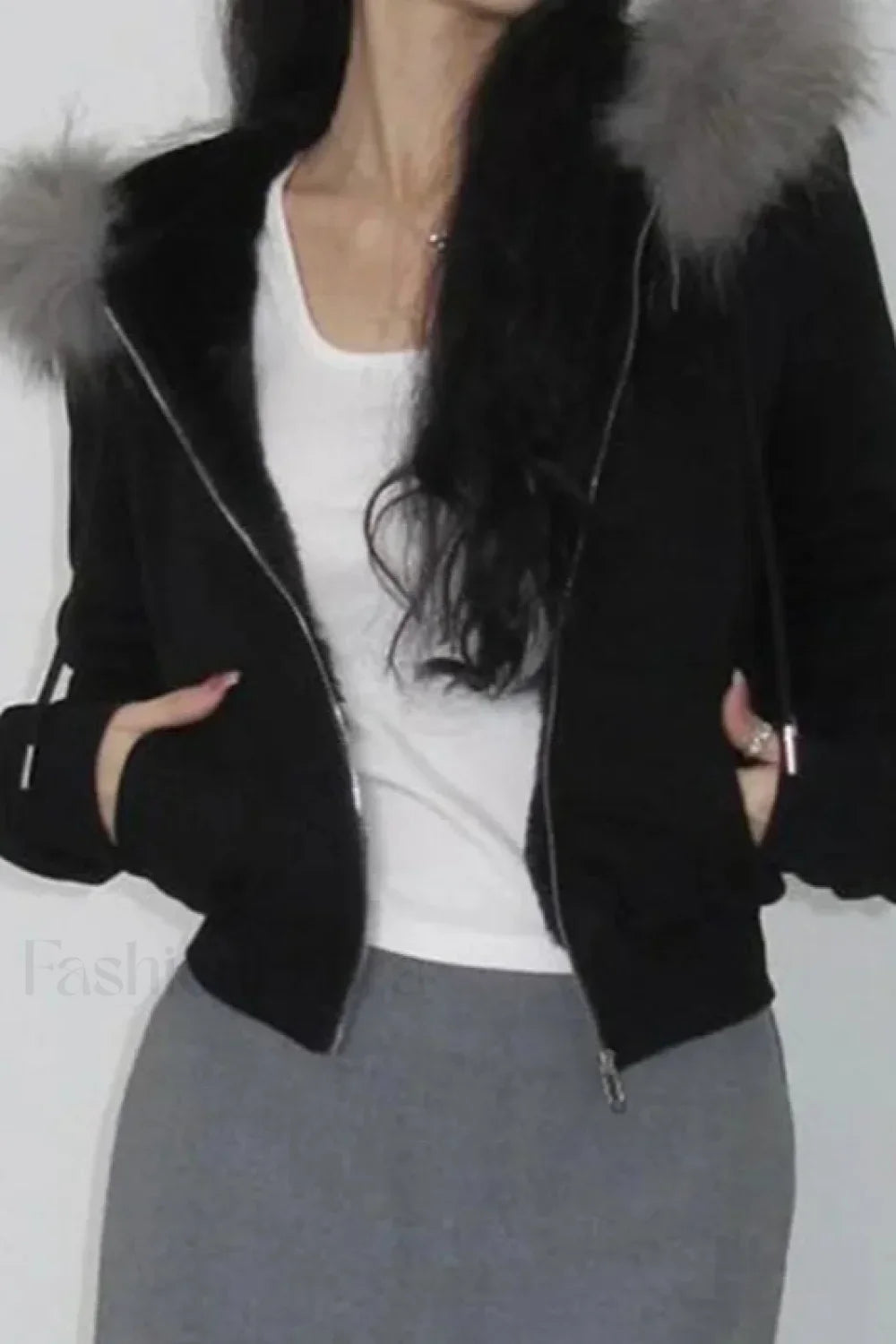 Fairy Fur Patchwork Double Zipper Hoodie