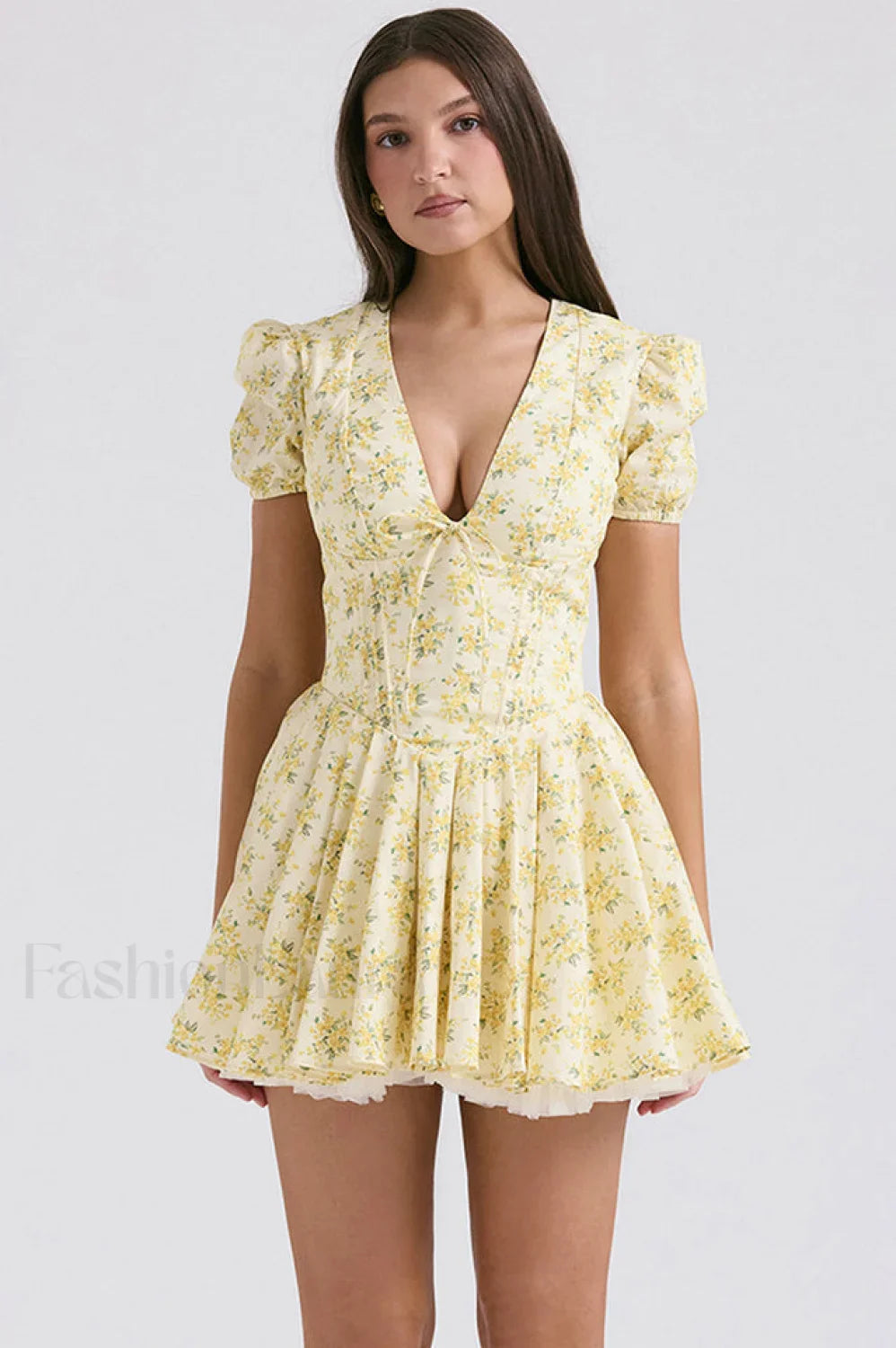 Faith Vintage Floral Charming Pleated Mini Dress