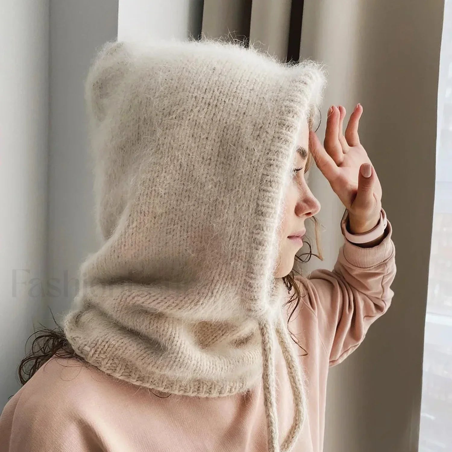 Fashion Balaclava Autumn Winter Warm Neck Women's Solid Color Hat