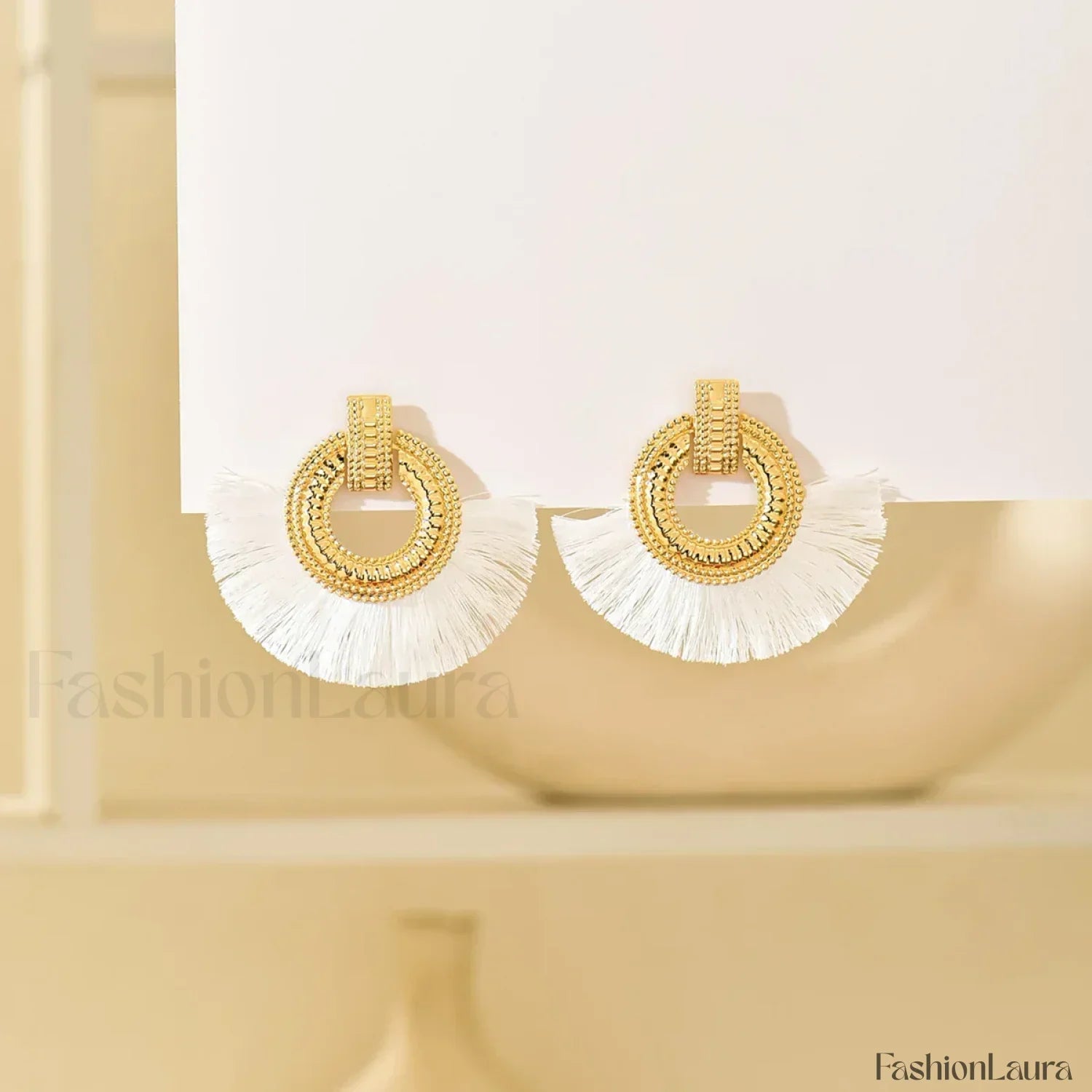 Fashion Bohemian Tassel Dangle White Fringe Statement Wedding Earring