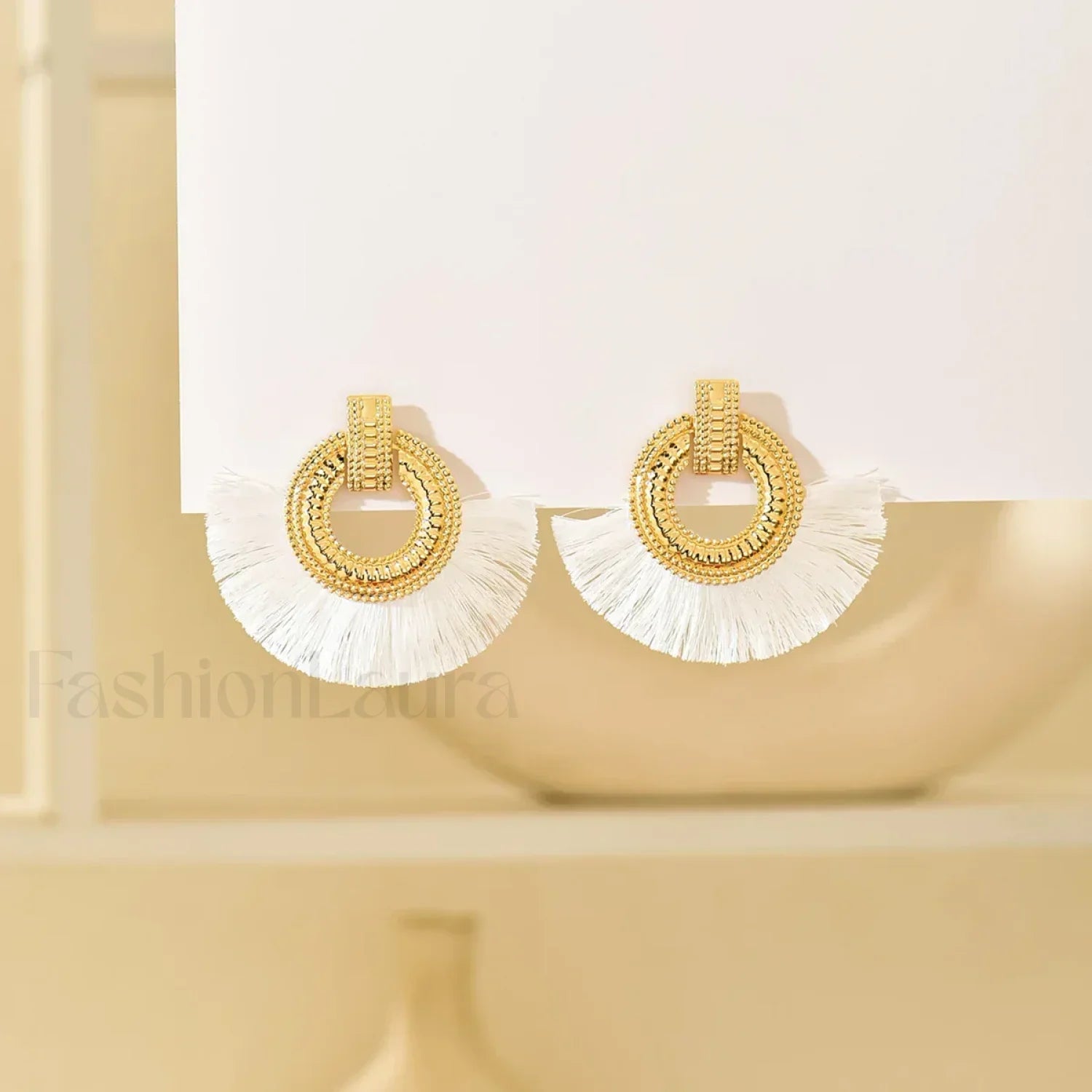 Fashion Bohemian Tassel Dangle White Fringe Statement Wedding Earring