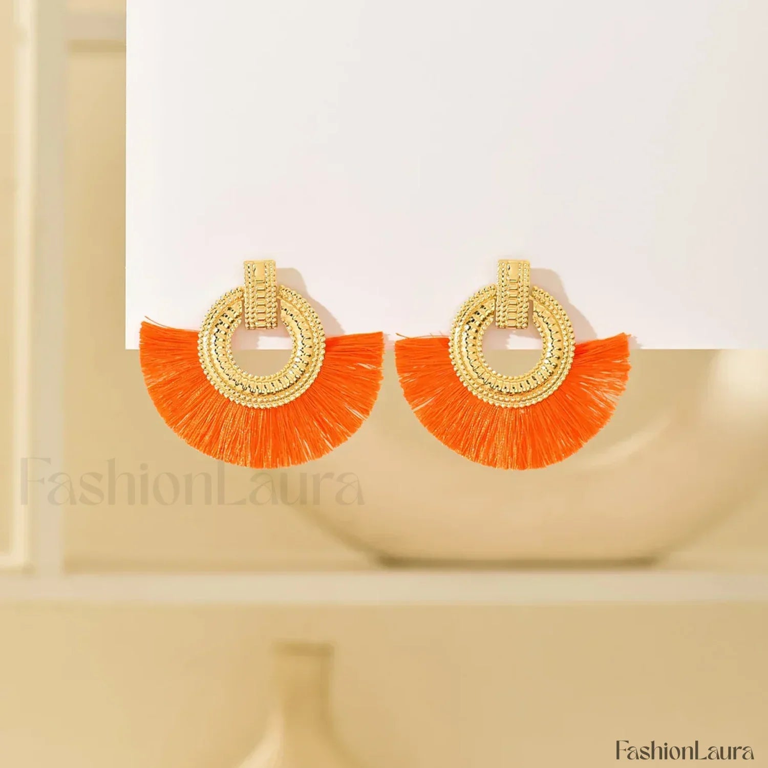 Fashion Bohemian Tassel Dangle White Fringe Statement Wedding Earring Green