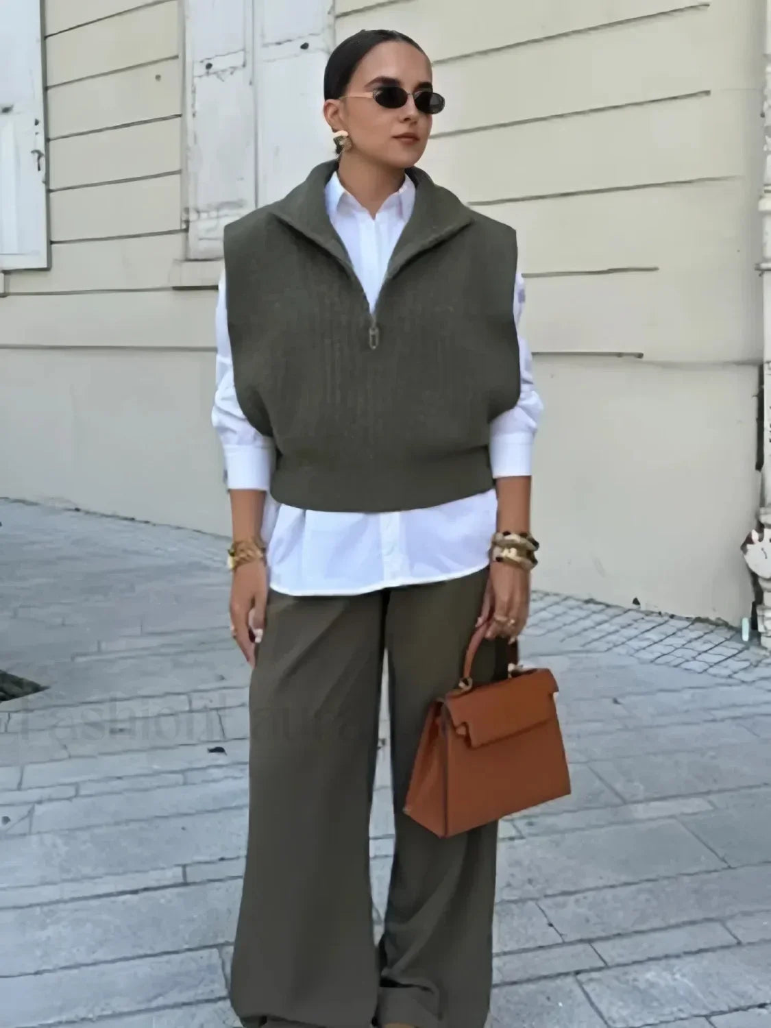 Fashion Solid Lapel Soft Women's Knit Vest Sleeveless Loose Sweater