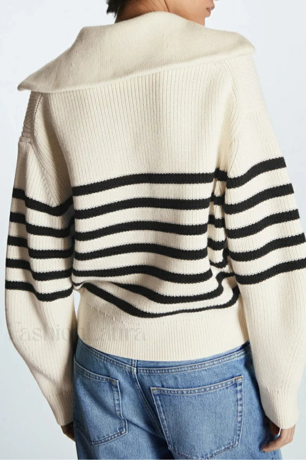 Fashion Wool Blend Open Collar Sweater