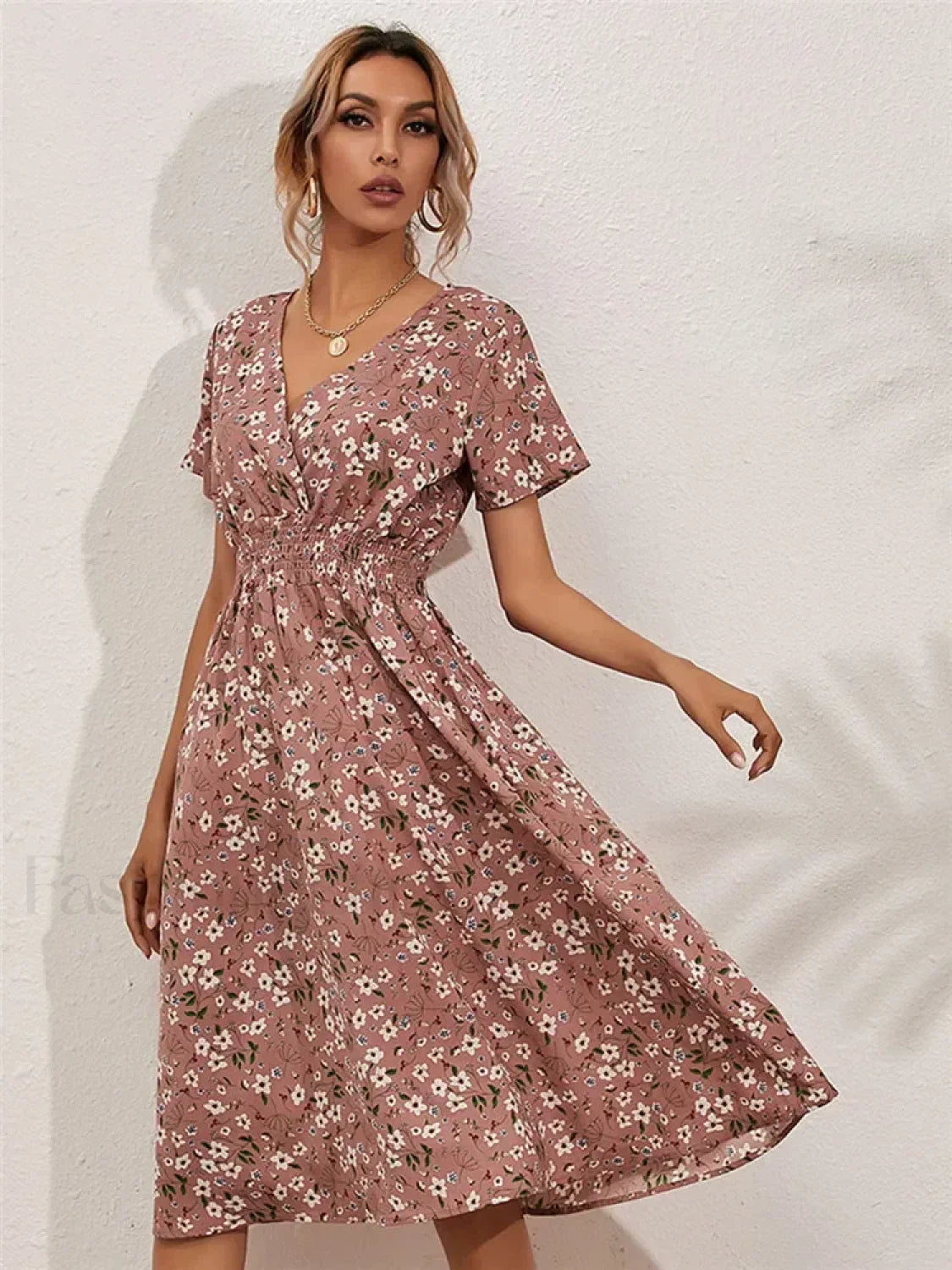 Fashionable Floral Holiday Sleeveless Chic Summer Long Midi Dress