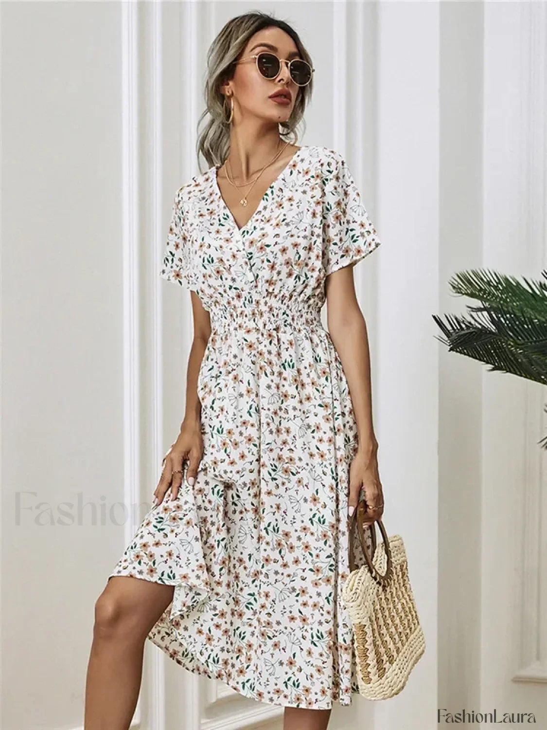 Fashionable Floral Holiday Sleeveless Chic Summer Long Midi Dress