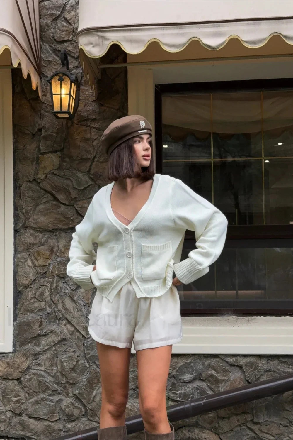 Fashionable Loose Fit V Neck Knit Sweater