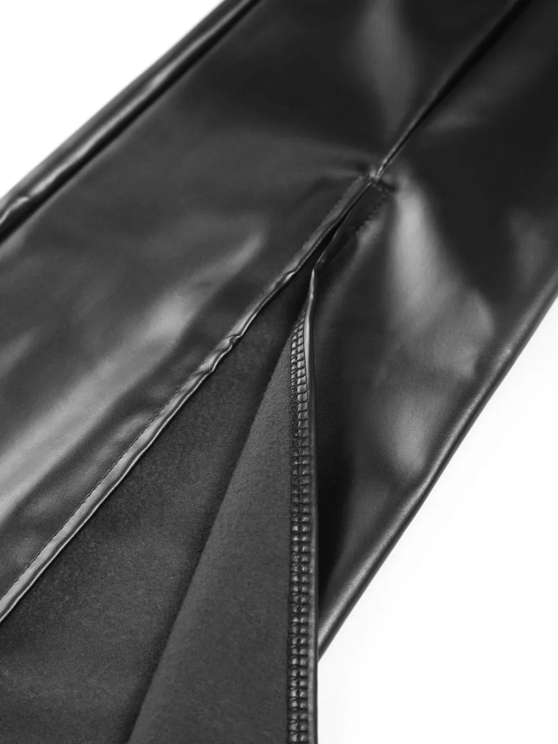 Faux Leather Graceful Zippered Flare Pants