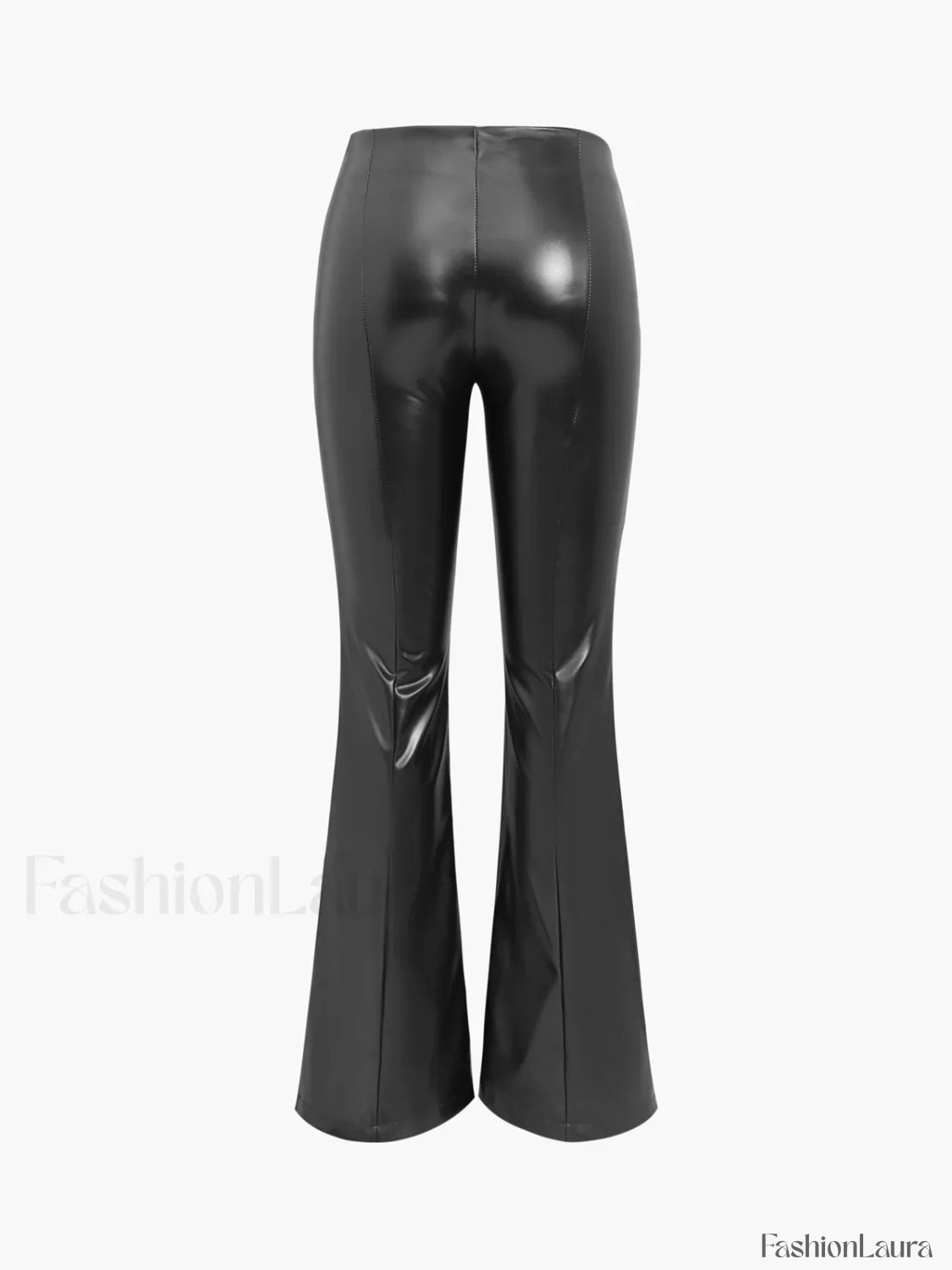 Faux Leather Graceful Zippered Flare Pants