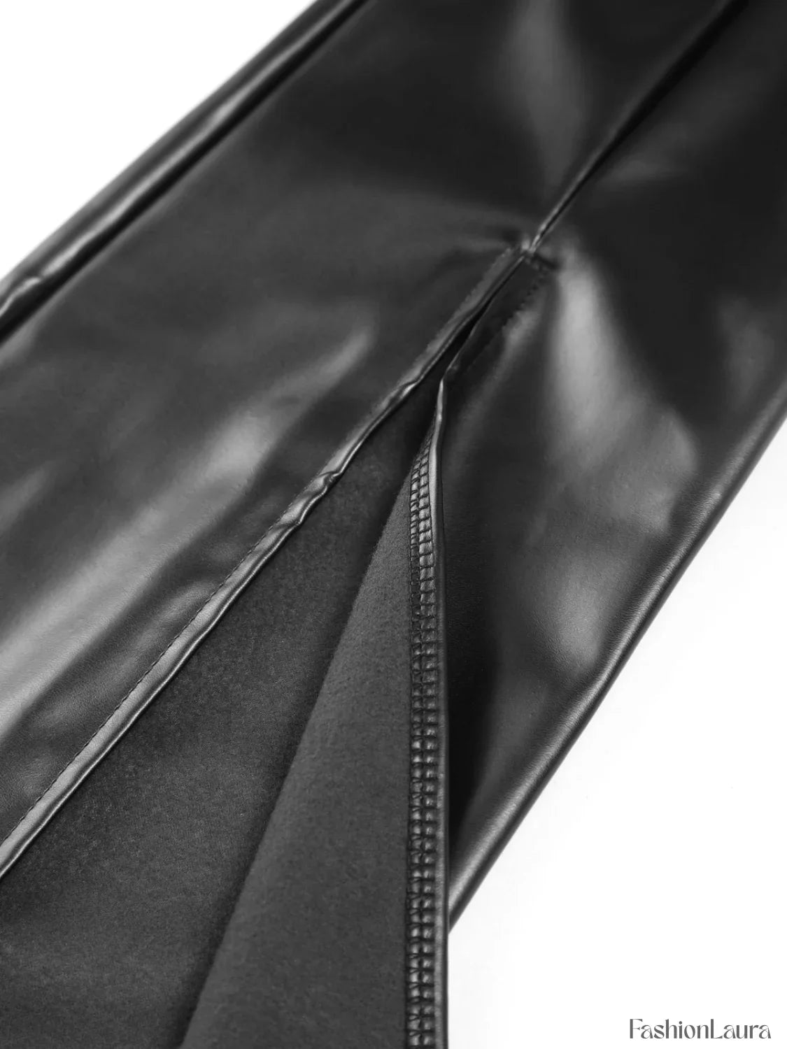 Faux Leather Graceful Zippered Flare Pants