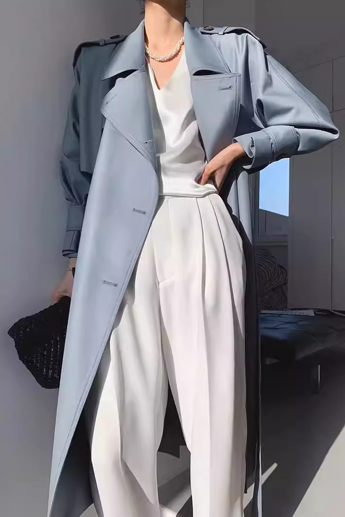 Korean British Double Breasted Elegant Mid Length Overcoat