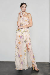 Halter Open Back Floral Sunset Vacation Dress