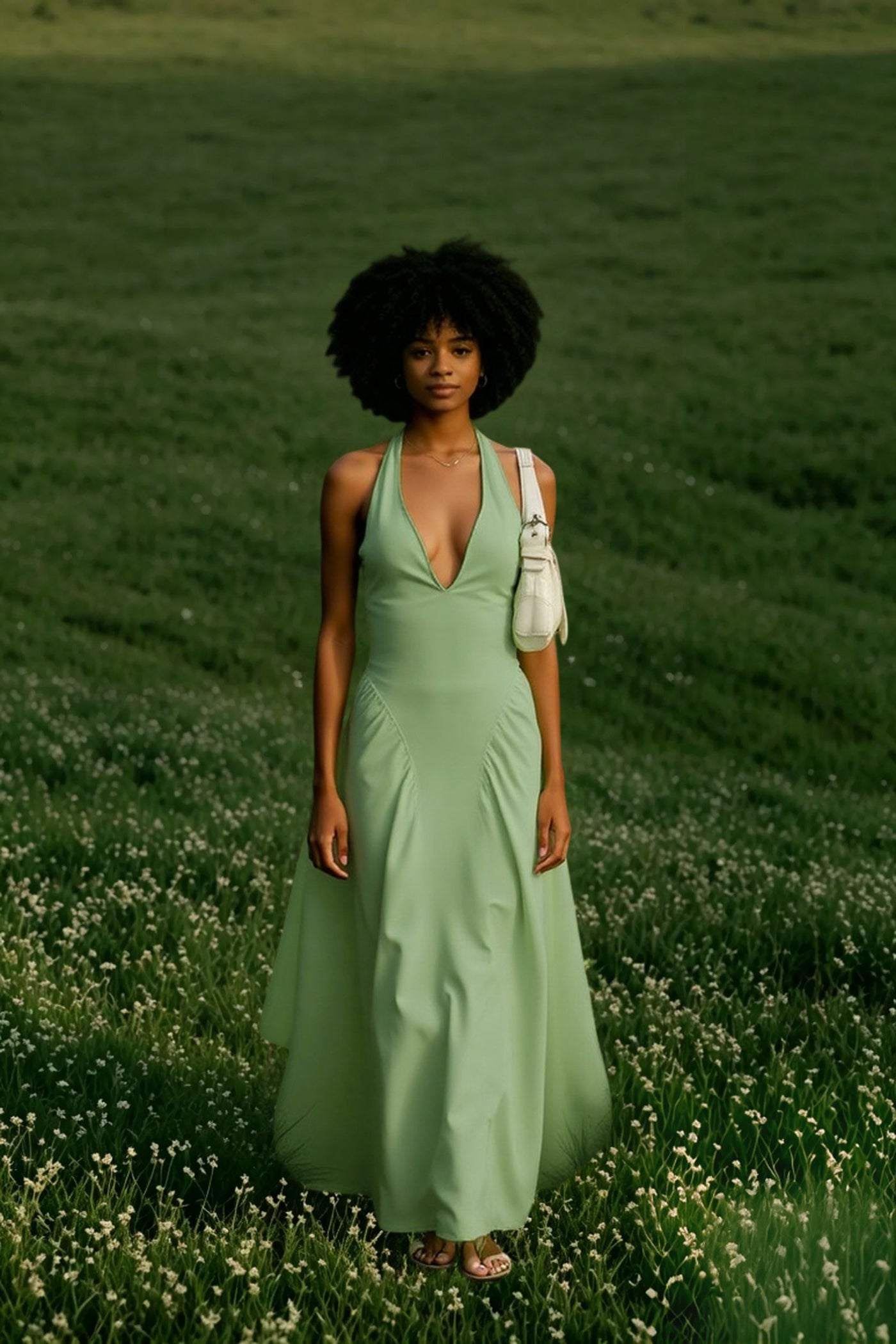 Backless Deep V Spliced Long Midi Dress