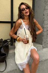 Lace Trim Cami Panel Fit Lace Dress