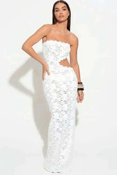 Backless Off Shoulder Lace Sleeveless Maxi Dress 4