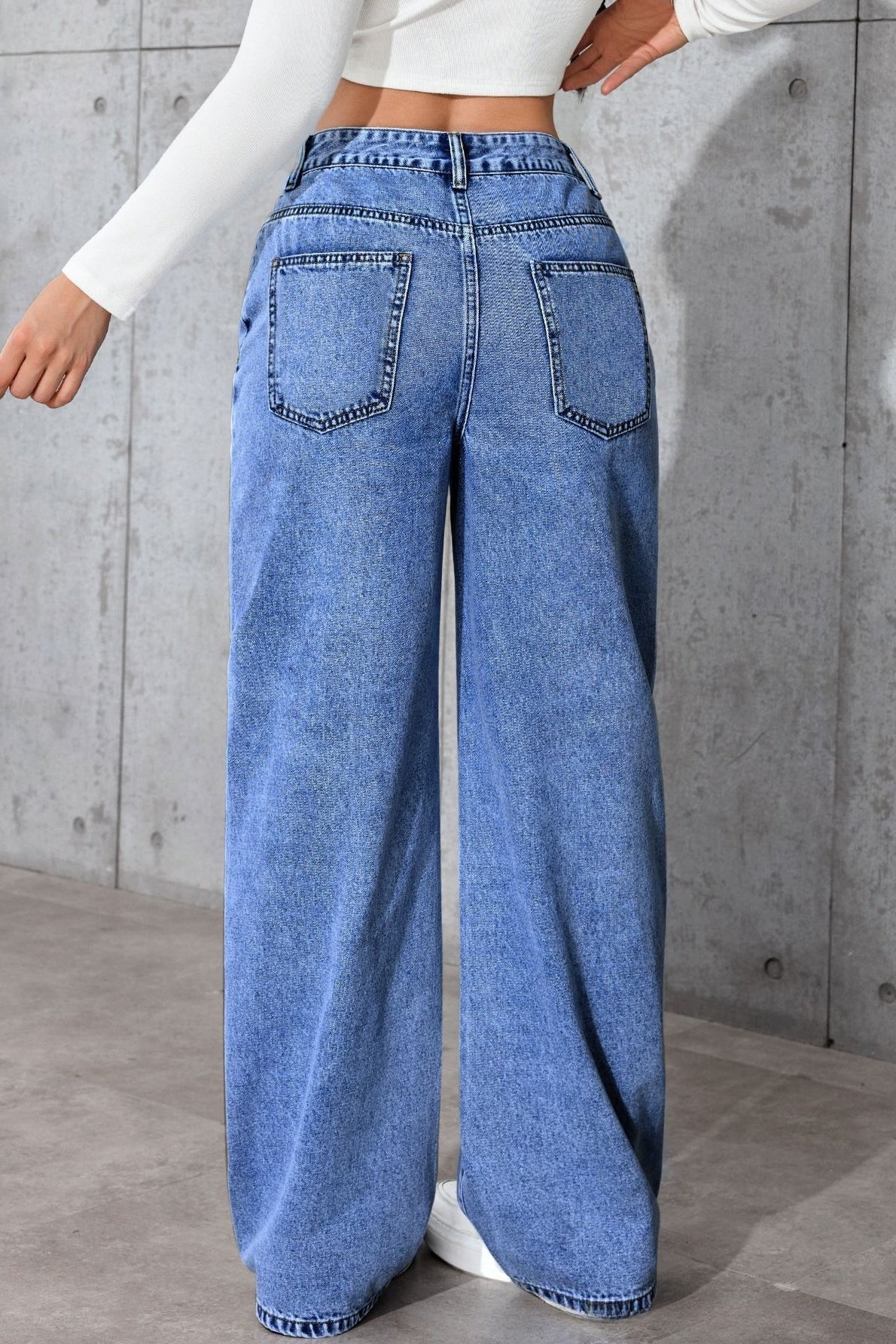 High-Waist Straight-Leg Denim Jeans