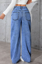 Casual High Waist Relaxed Straight Leg Jeans