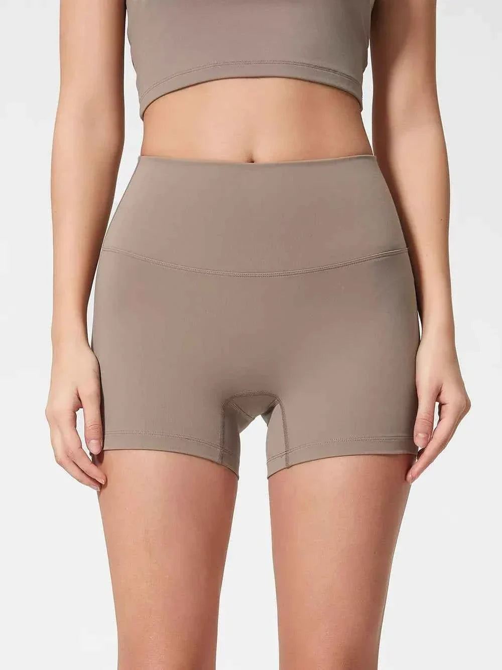 Wide Waistband High Waist Fitted Stretch Active Shorts 10