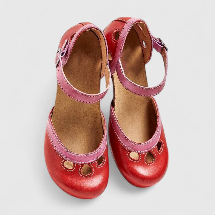 Round Toe Ankle Strap Block Heel Mary Jane Pumps