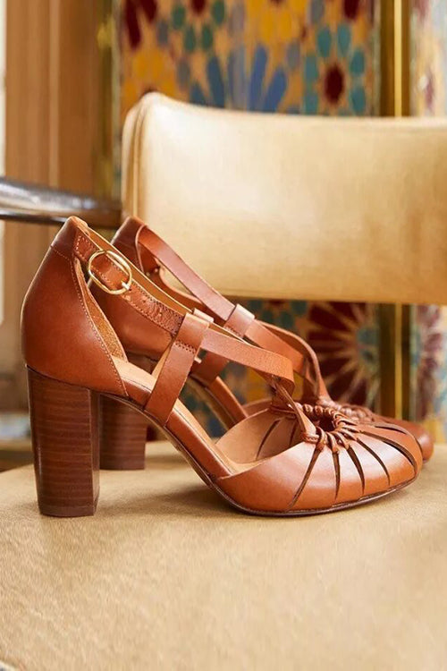 Multi Cross Strap Chunky High Heel Sandals