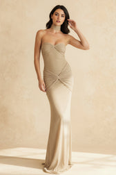 Sequin Strapless Bodycon Fish Tail Maxi Dress