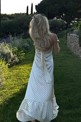 Polka Dot Backless Satin Maxi Dress 4