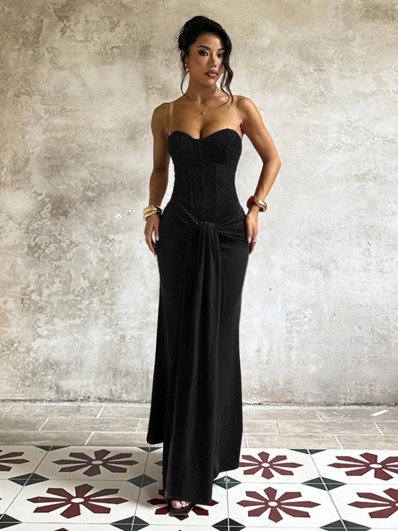 Strapless Corset Ruched Mermaid Maxi Gown 3