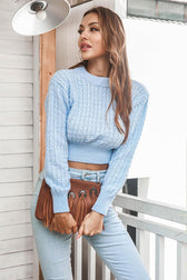Long Sweater Round Cropped Arm With Neck