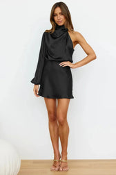 Satin One Shoulder Mini Dress 6