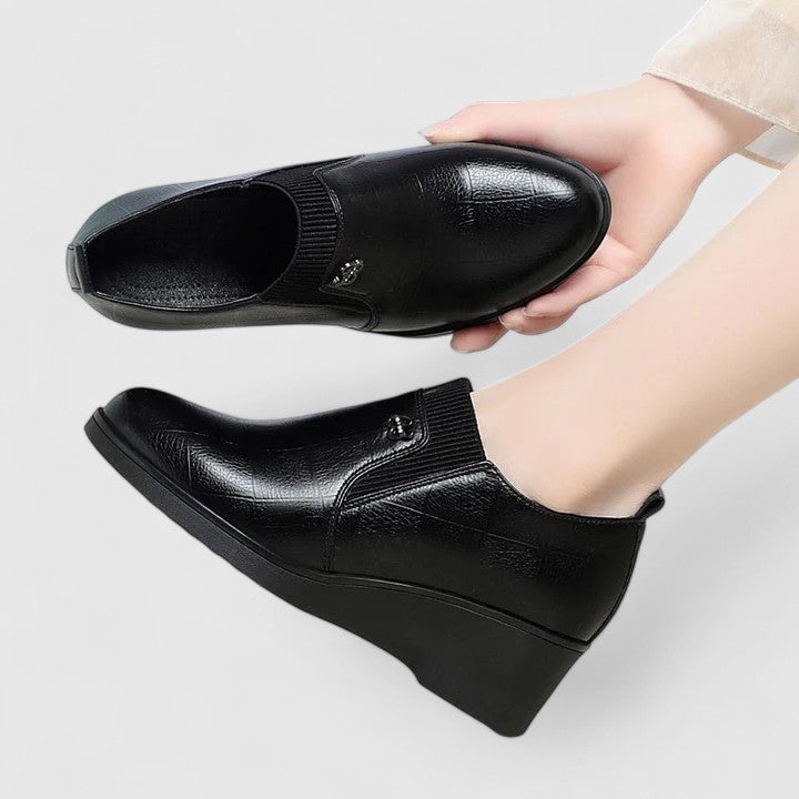 Pointed Toe Slip On Wedge Heel Ankle Shoes