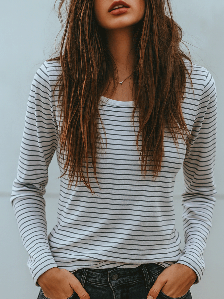 Casual Classic Striped Long Sleeve Top