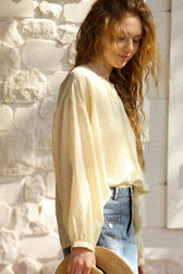 Lantern Sleeve Round Neck Blouse