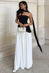 Strapless Side Slit Maxi Prom Dress