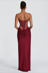 Strapless Lace Sleeveless Bodycon Maxi Lace Dress