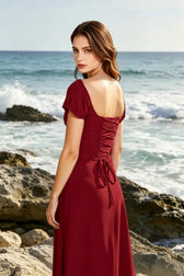 Ruched Puff Sleeve Maxi Work Dress