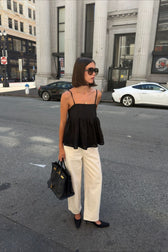 Cotton Striped Ruffle Hem Cami Top