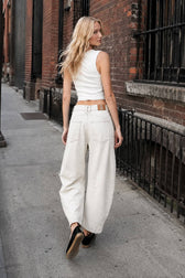 Mid Rise Washed Relaxed Wide Leg Jeans