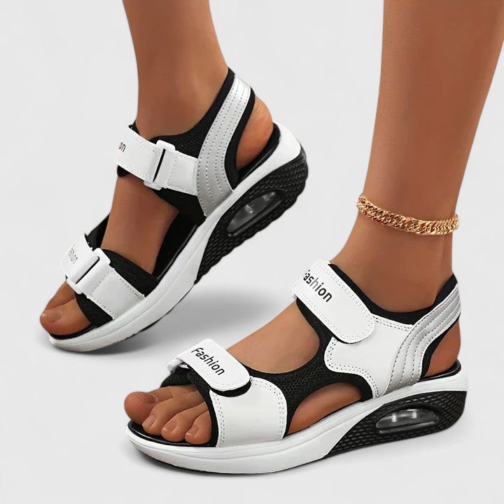 Open Toe Dual Strap Air Cushion Platform Sandals