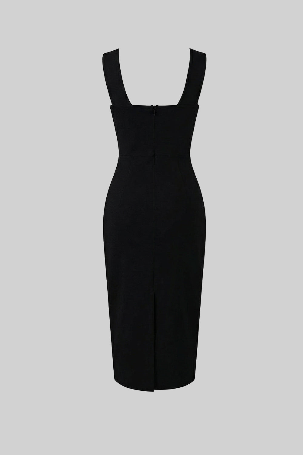 Deep V-Neck Sleeveless 3D Flower Contrast Piping Sheath Midi Dress 7