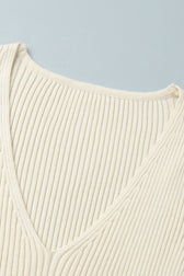 V-Neck Long Sleeve Knit Sweater Dress