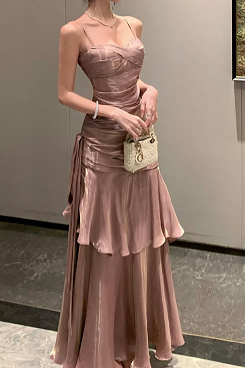 Chiffon Spaghetti Strap Maxi Dress - View 5